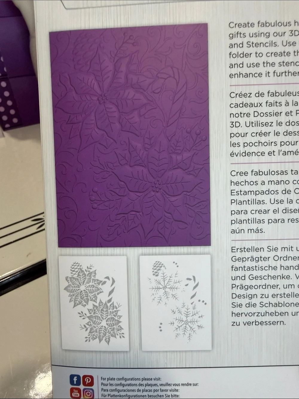 Crafters Companion Lot of 3 Holiday 3D Embossing Folders